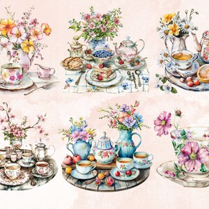 45 PNG Watercolor Spring Tea Time Clipart, Floral Spring Tea Party ...