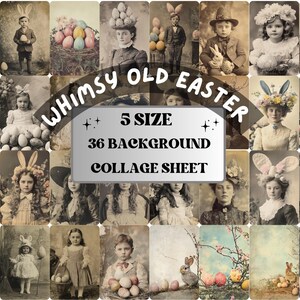 Whimsy Easter Photography Paper, Surreal Easter Mixed Media Sheet, Whimsical Easter Ephemera Images, Vintage Quirky Journal, Scrapbook Paper