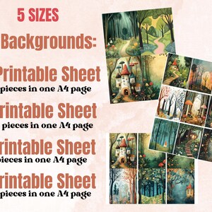 Whimsy Forest Collage Elements Kit, Whimsical Surreal Woodland Fussy Cut, Quirky Weird People Clipart, Junk Journal, Clipart Background