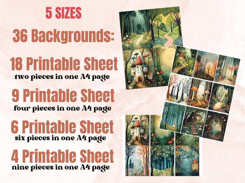 Whimsy Forest Collage Elements Kit, Whimsical Surreal Woodland Fussy Cut, Quirky Weird People Clipart, Junk Journal, Clipart Background