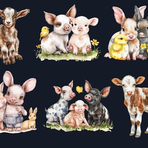 40 PNG Watercolor Farm Nursery Clipart, Newborn Baby Shower ...