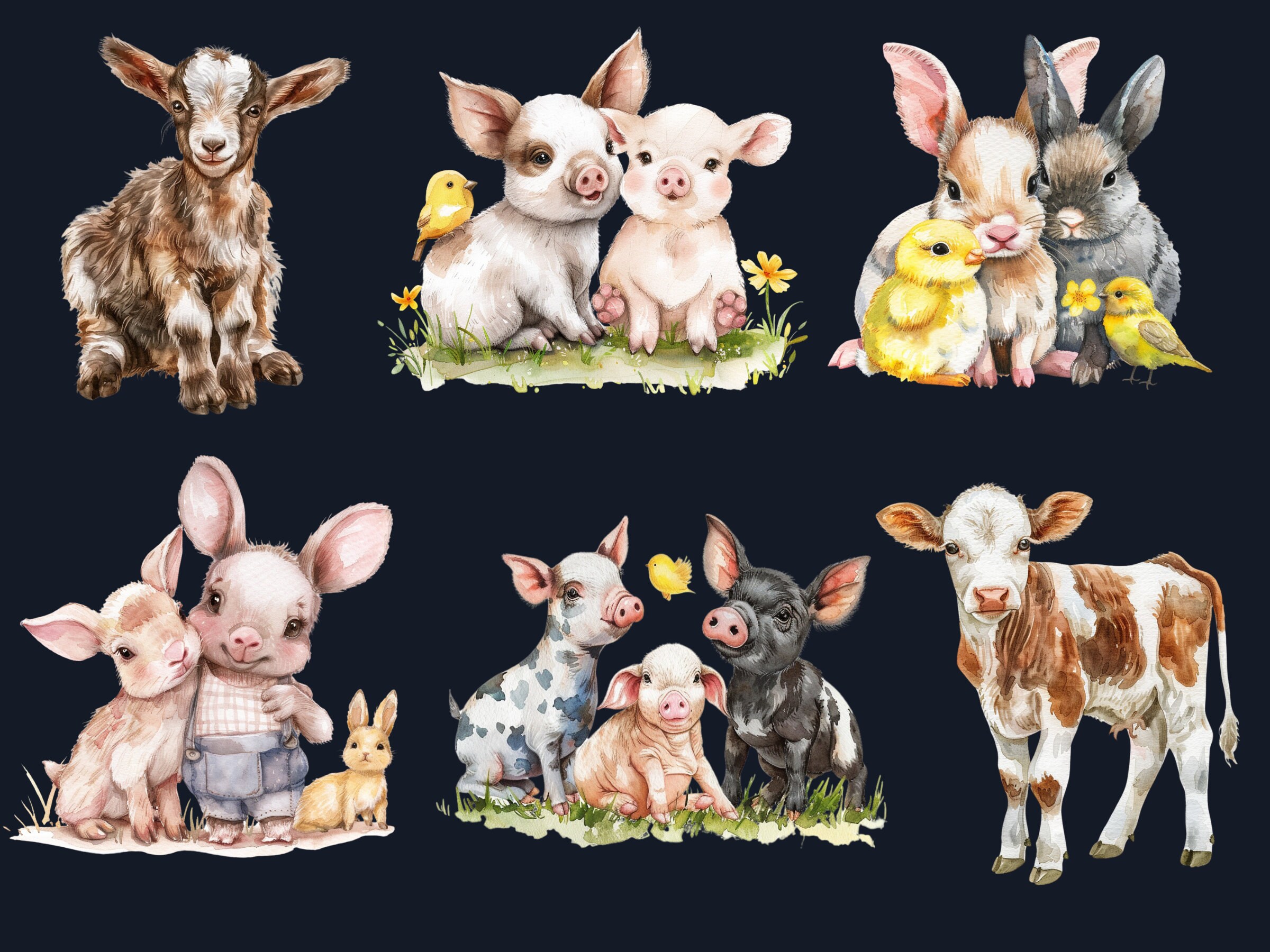 40 PNG Watercolor Farm Nursery Clipart, Newborn Baby Shower ...