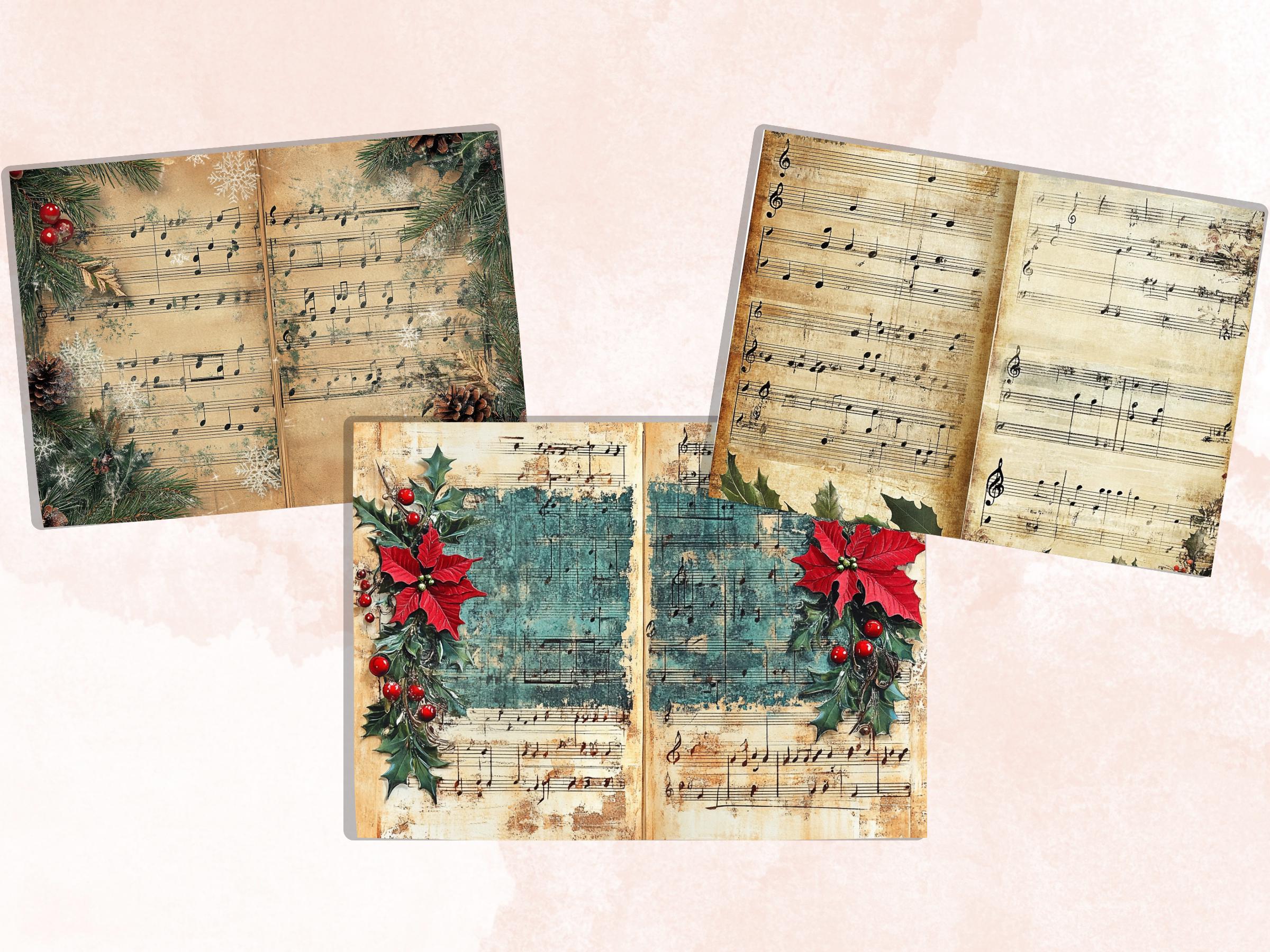 クリスマス楽譜ジャンクジャーナルキット、ノエルミュージックノート