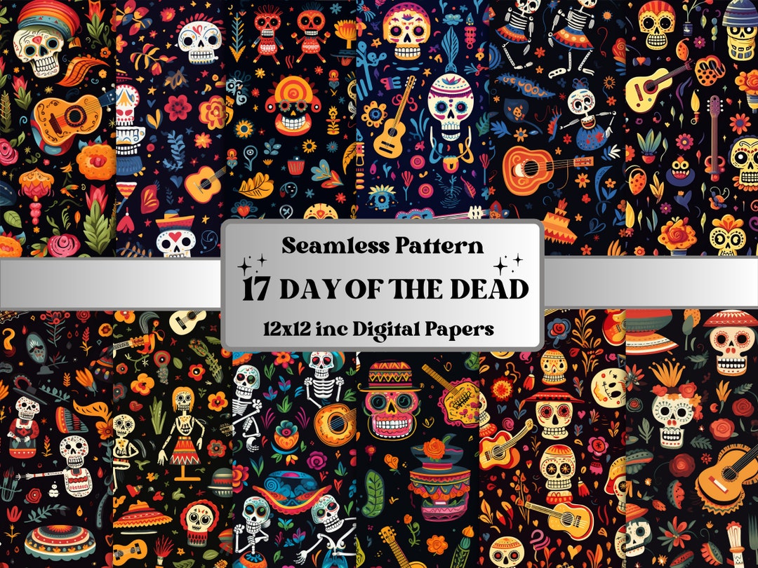 Seamless Day of the Dead Digital Paper Pack, Dia De Los Muertos ...