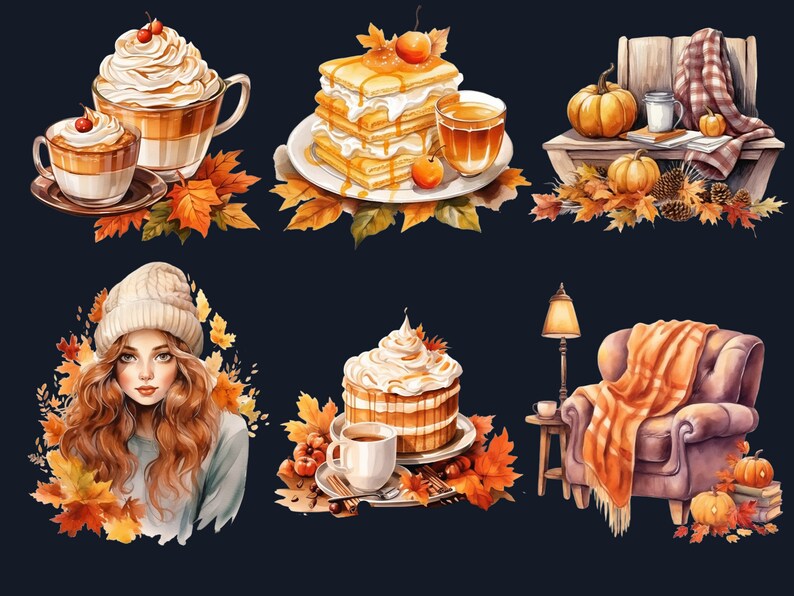 34 PNG Watercolor Cozy Fall Clipart, Cozy Autumn Reading Corner Illustrations Clip art, Floral Boho Fall Nook png, Autumn Decor Sublimation