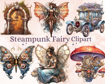 38 PNG Watercolor Steampunk Fairy Clipart, Steampunk Girls Clip art, Mechanical Fairies Angels png, Fairytale Art, Fantasy Fairy Sublimation