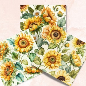 Sunflowers Digital Paper, Spring Sunflower Paper Pack, Vintage Floral ...