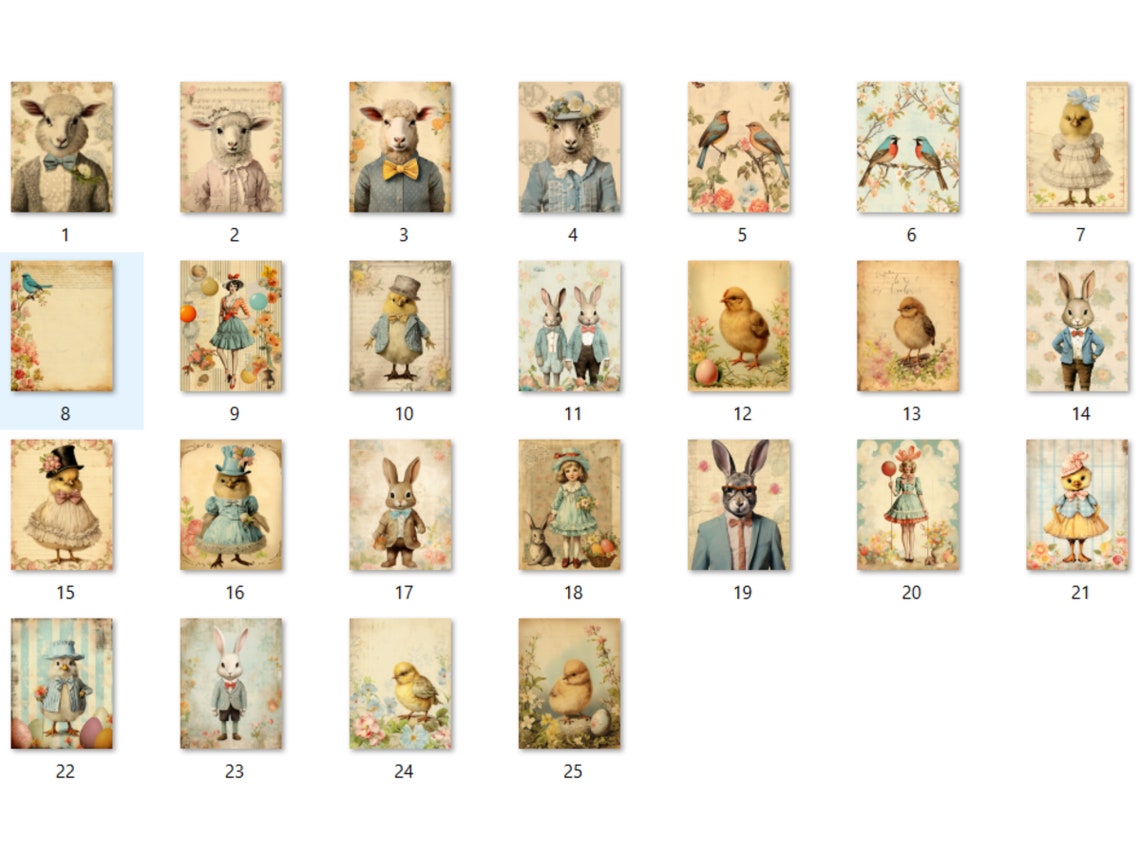 Printable Vintage Easter Digital Paper, Retro Spring Ephemera Collage ...