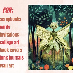 Whimsy Forest Collage Elements Kit, Whimsical Surreal Woodland Fussy Cut, Quirky Weird People Clipart, Junk Journal, Clipart Background