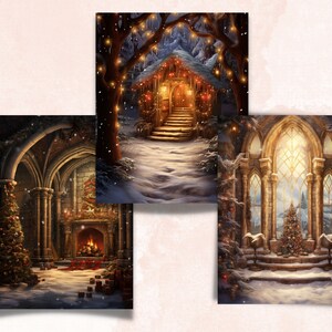 Utskrivbart digitalt papper med förtrollad jul, julbakgrund, vinterlandskapsbakgrund, ladda ner skräpjournal, scrapbooking bild 8