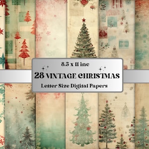 Carta digitale di Natale vintage stampabile, Ephemera di Natale retrò, Pagine Noel di Natale sbiadite, Download Junk Journal, Scrapbooking, Card Making