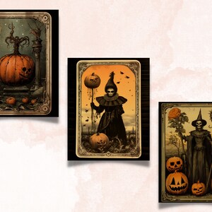 Printable Halloween Tarot Digital Paper, Vintage Halloween Tarot, Retro Halloween Pages, Download Junk Journal, Scrapbooking, Tarot Cards