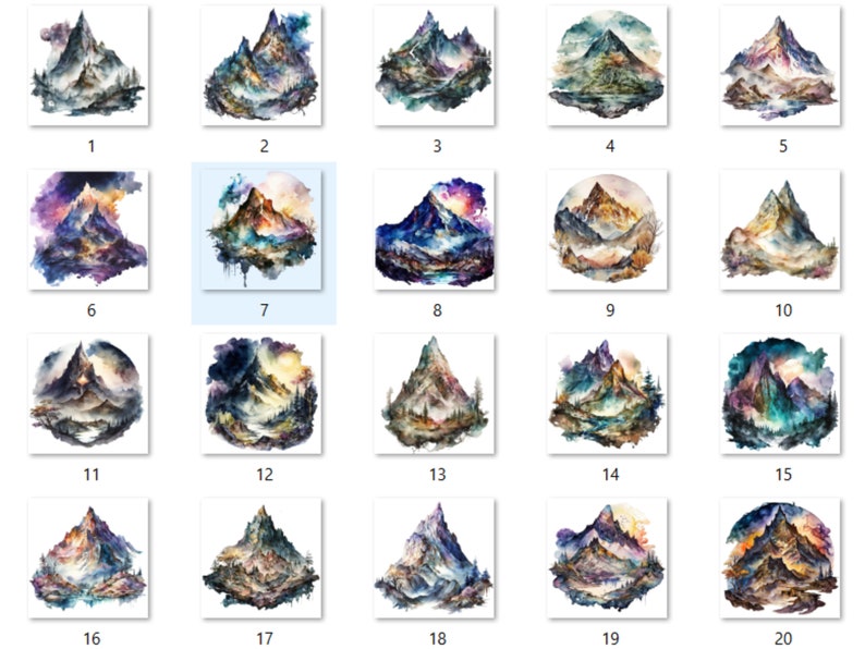 20 PNG Watercolor Fantasy Mountains Clipart, Magical Mountains Clip art, mountains landscape png, Landscape clipart, Mountains Scenes png