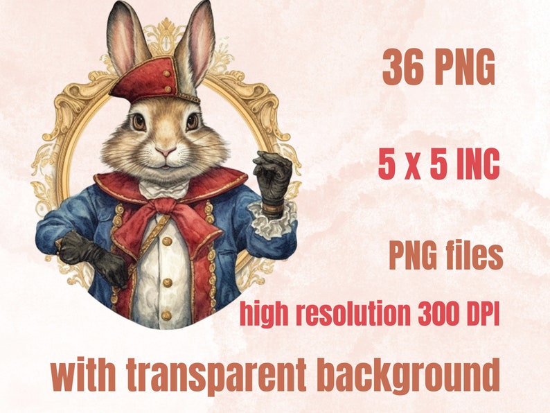 36 PNG Watercolor Fairytale Rabbit Clipart Bundle, Fairy tale Animal Clip Art, Vintage Fairy tale Bunny PNG, Fantasy Bunnies PNG Clip art