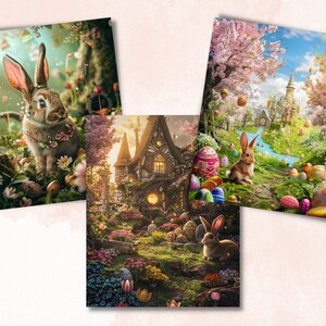 Printable Enchanted Easter Digital Paper, Easter Rabbit Ephemera ...