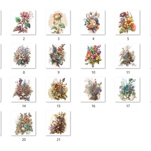 21 PNG Watercolour Vintage Floral Clipart, Vintage Flowers png bundle, Vintage Botanical Illustrations, Vintage Floral png Clip Art pack