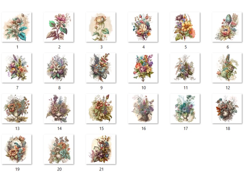 21 PNG Watercolour Vintage Floral Clipart, Vintage Flowers png bundle, Vintage Botanical Illustrations, Vintage Floral png Clip Art pack