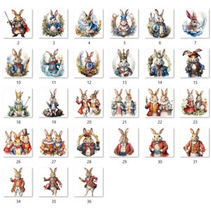 36 PNG Watercolor Fairytale Rabbit Clipart Bundle, Fairy tale Animal Clip Art, Vintage Fairy tale Bunny PNG, Fantasy Bunnies PNG Clip art