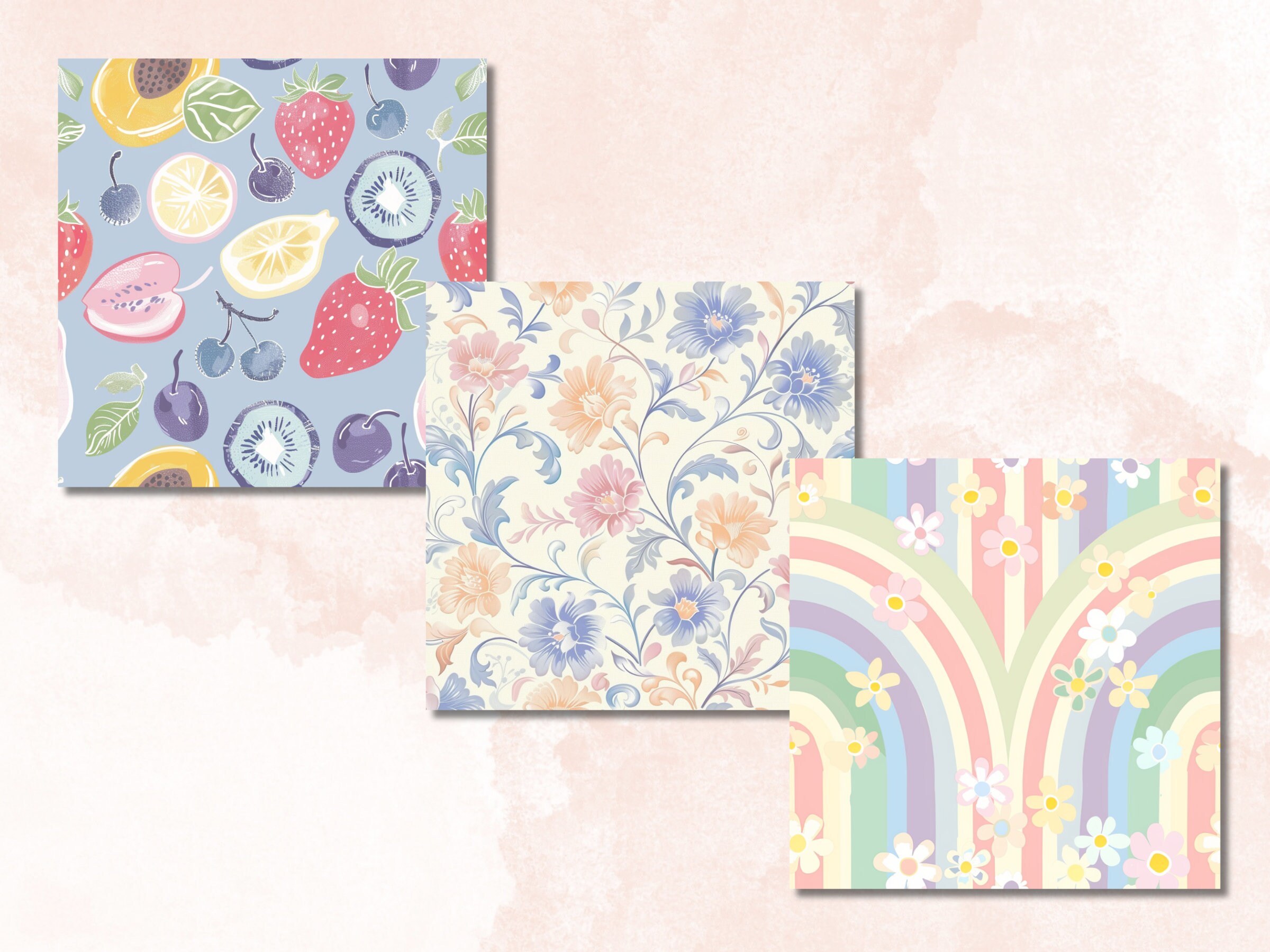 Seamless Pastel Spring Digital Paper, Soft Floral Botanical Seamless ...
