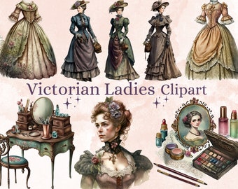 33 PNG Aquarel Victoriaanse Dames Clipart, Victoriaanse Lady png bundel, Vintage Lady PNG, Victoriaanse Tijdperk Vintage Dames Clip Art ephemera set