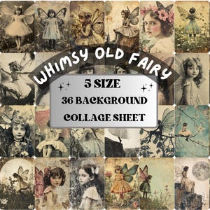 Whimsy Fairy Photography Paper, Surreal Fairy Mixed Media Sheet, Whimsical Fairy Ephemera Images, Vintage Quirky Journal, Scrapbook Paper