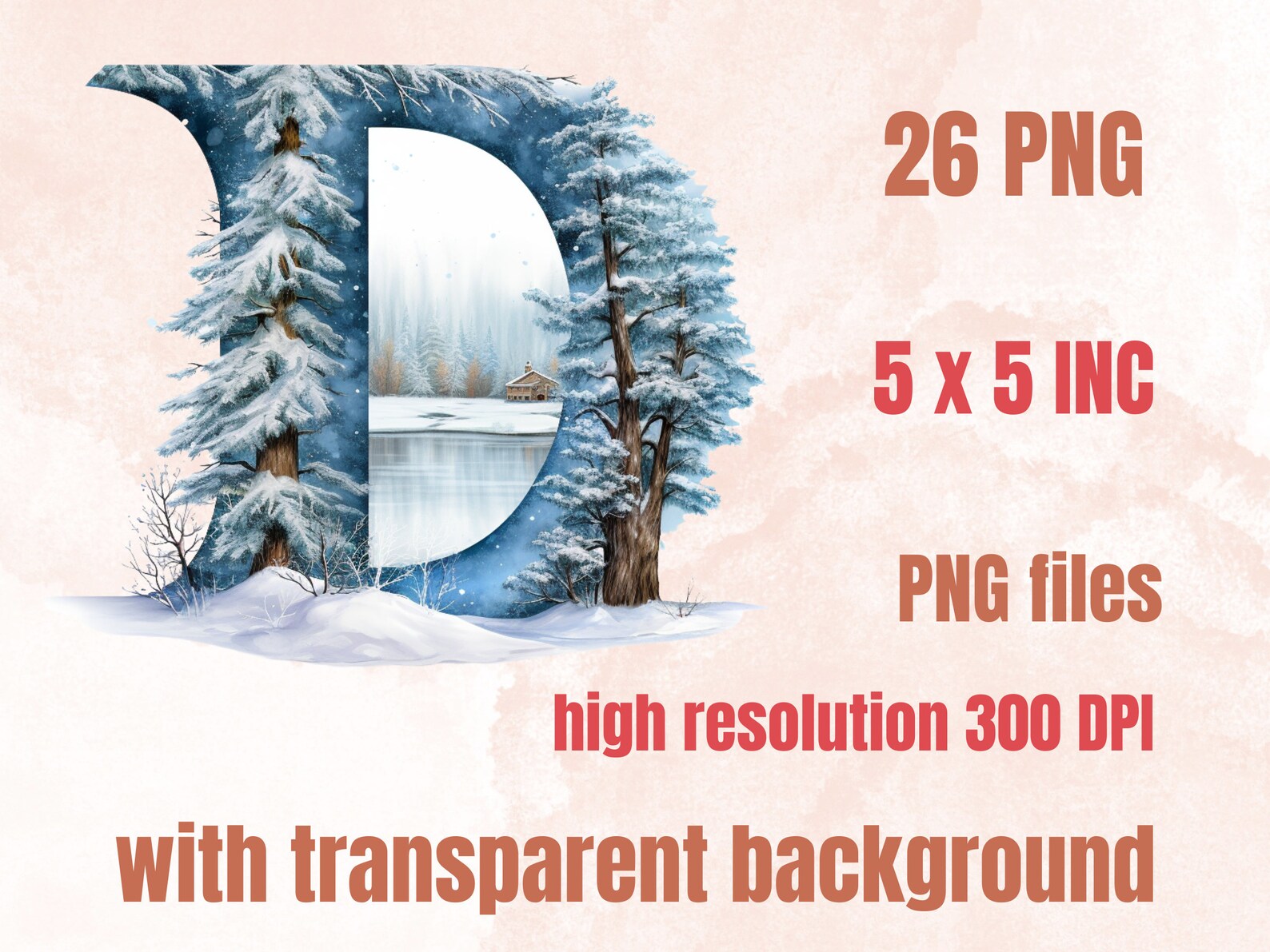26 PNG Watercolour Winter Alphabet Clipart, Snowy Letters Clip Art ...