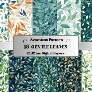 Carta digitale foglie delicate senza cuciture, modello senza cuciture verde eucalipto, pacchetto di carta collage botanico, diario spazzatura Scrapbooking verde