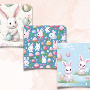 Printable Cute Easter Digital Paper, Nursery Bunny Ephemera Collage ...