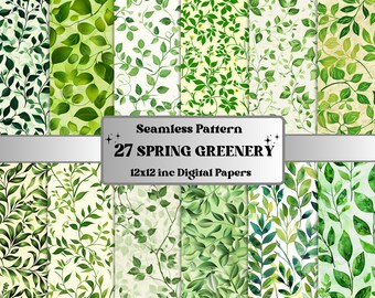Papel digital de vegetación de primavera sin costuras, patrón sin costuras de eucalipto de primavera, fondo de hojas suaves, patrón botánico, papel de álbum de recortes