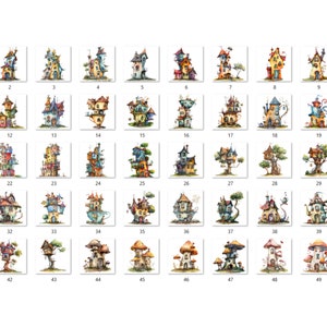 30 PNG Watercolor Quirky House Clipart, Whimsical Mushroom House Illustrations Clip art, Teapot Fairy House png, Cute Apartment Sublimation