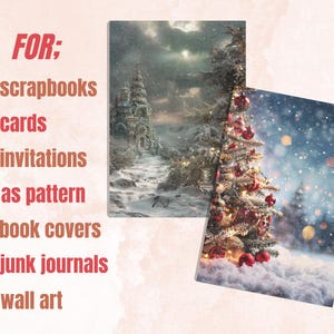 Printable Christmas Digital Paper, Christmas Holiday Background, Winter Landscape Backdrop, Download Junk Journal, Scrapbooking, Card Making