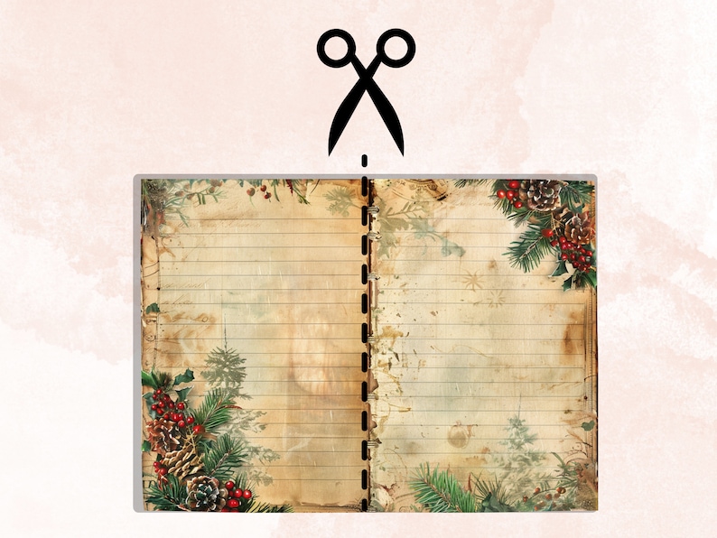 Christmas Blank and Lined Junk Journal Paper, Double Pages Ephemera Kit ...