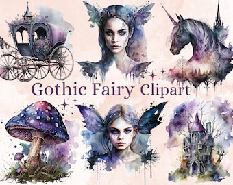 32 PNG Watercolour Gothic Fairy Clipart, Gothic Fairy Clip art, Fairies png, Fantasy Art, Fairy Tale Art, Gothic Fairy Sublimation Files
