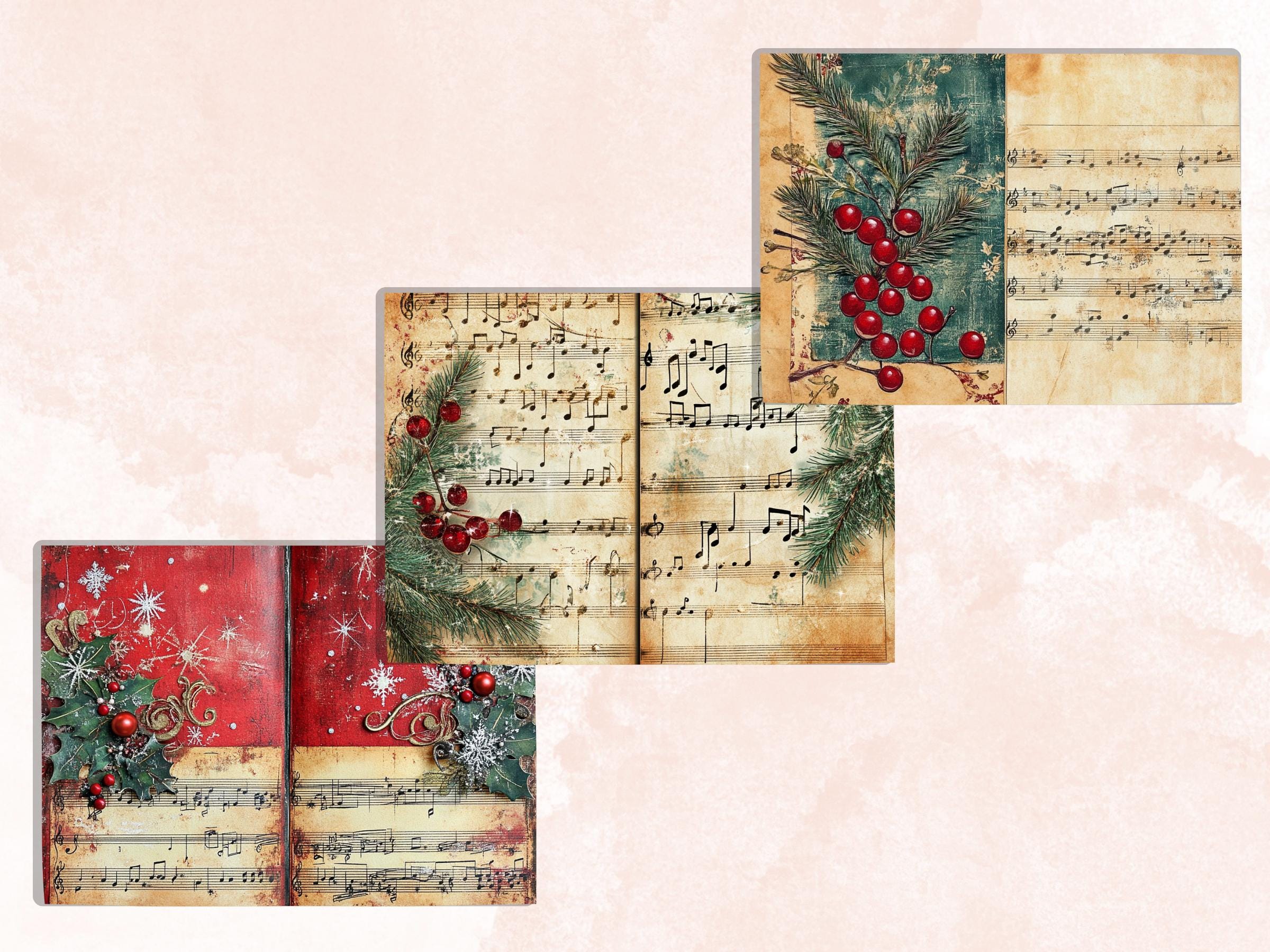 クリスマス楽譜ジャンクジャーナルキット、ノエルミュージックノート