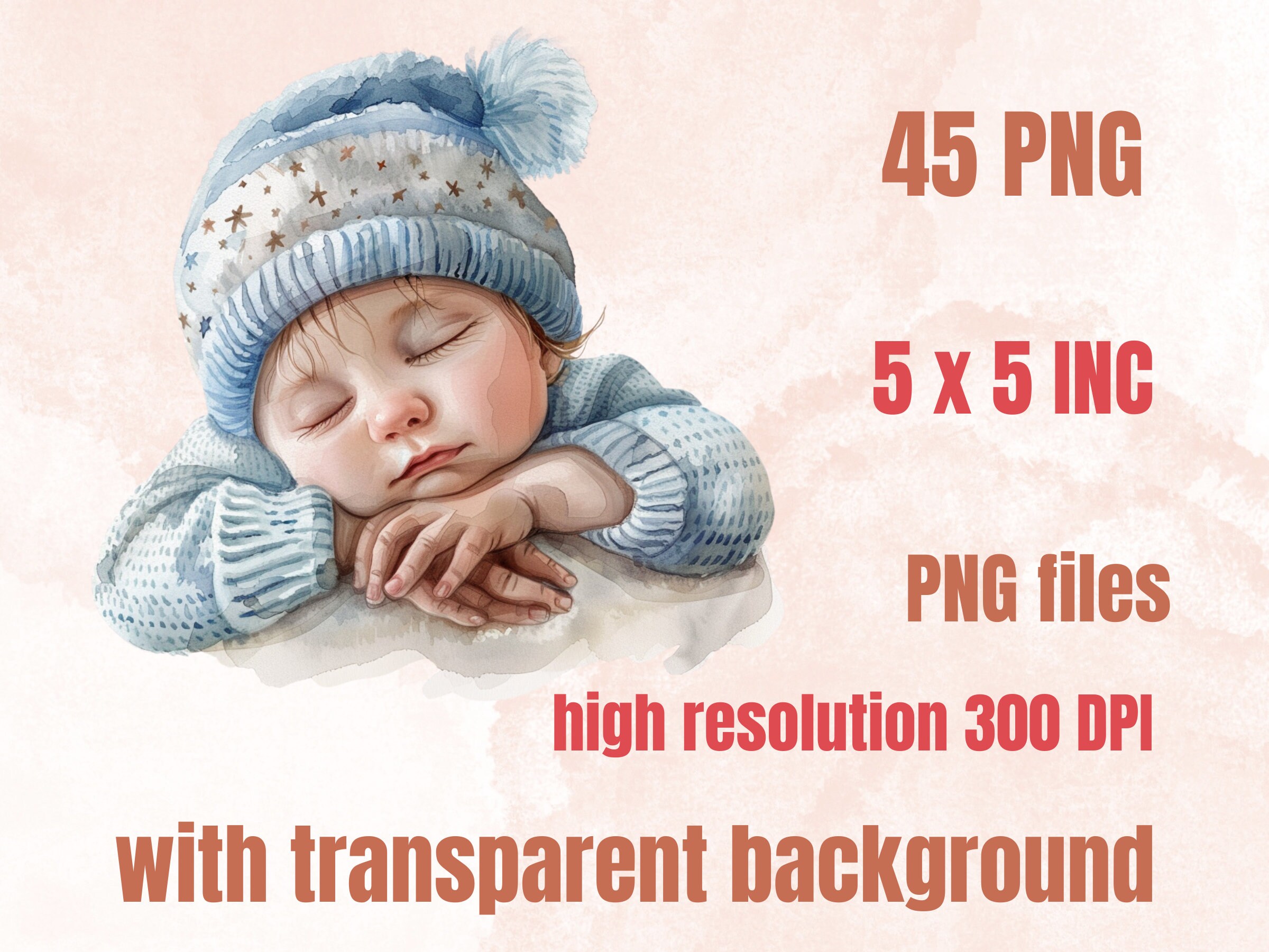 45 PNG Watercolor Newborn Bundle Clipart, Pastel Baby Shower ...