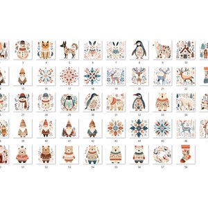 58 PNG Watercolour Scandinavian Winter Clipart, Snowy Winter Folk Art Illustrations Clip art, Winter Holiday png, Nordic Christmas Ornaments