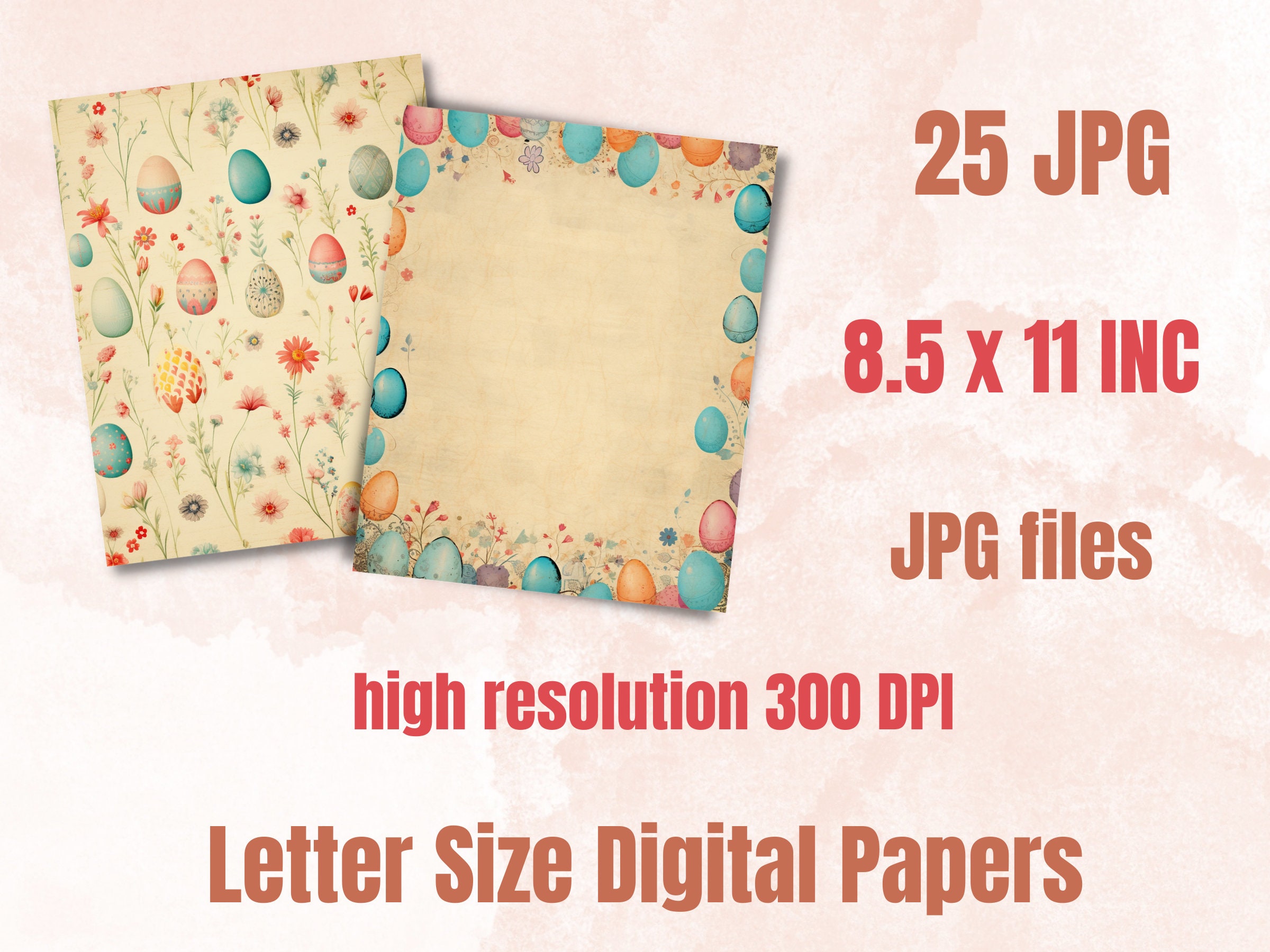 Printable Spring Easter Digital Paper, Nursery Bunny Ephemera Collage ...