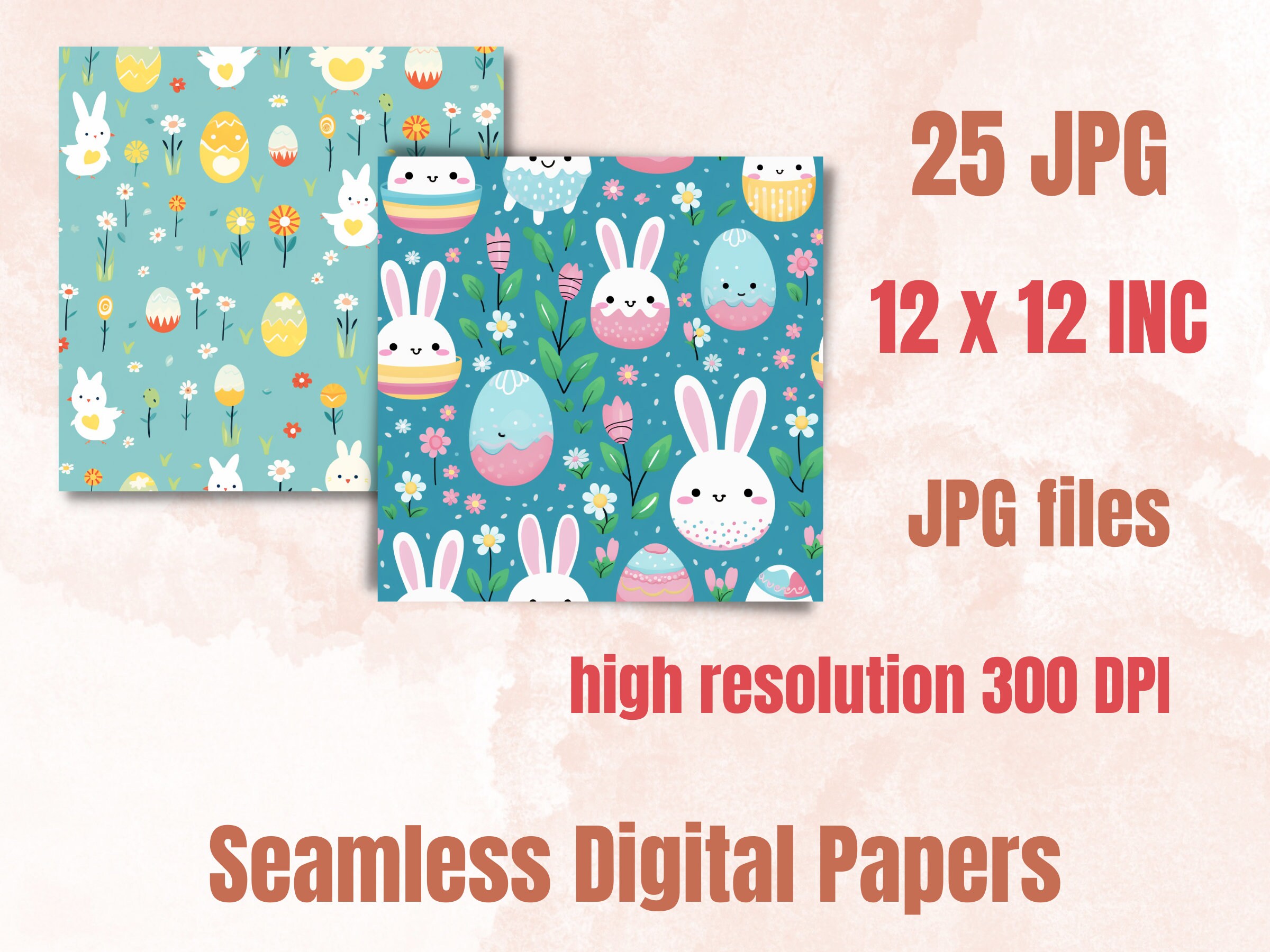 Seamless Cute Easter Digital Paper, Easter Bunny Seamless Pattern ...