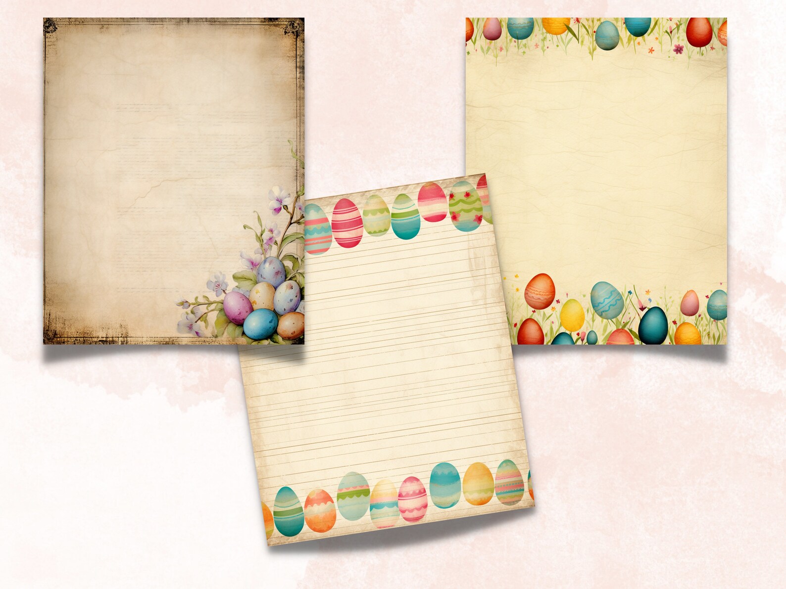 Printable Spring Easter Digital Paper, Nursery Bunny Ephemera Collage ...