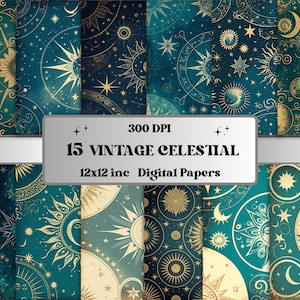 Vintage Celestial Digital Paper, Aquarel Textures Printable Scrapbook Paper, Galaxy Scrapbook Papers Cards, dierenriem achtergrondkaart