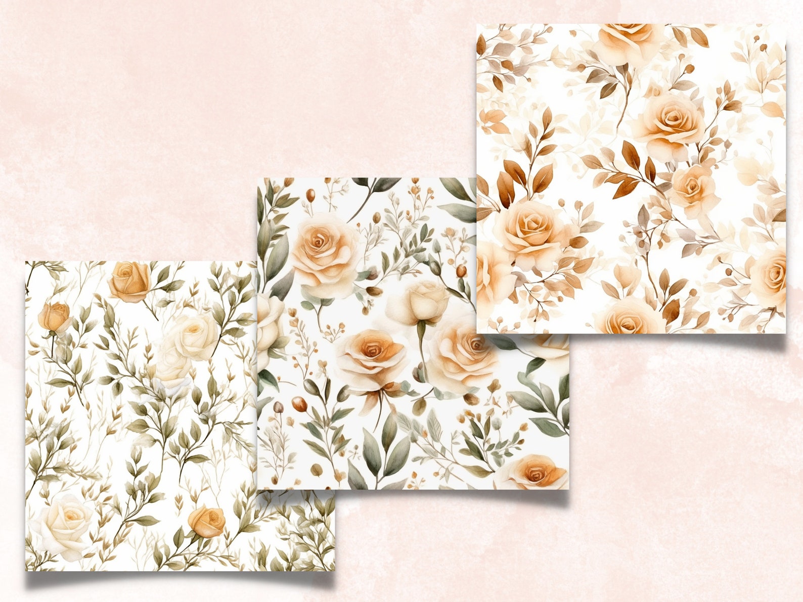 Seamless Boho Roses Digital Paper, Elegant Boho Rose Seamless Pattern ...