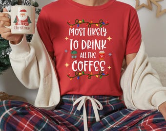 Coffee Lover Christmas Tee, Funny Xmas Shirt, Barista Apparel
