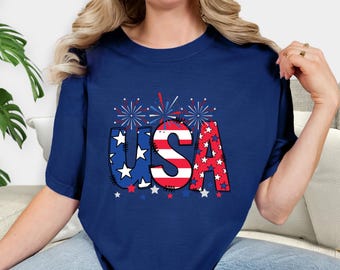 USA Unisex Garment-Dyed T-shirt, America Pride Shirt, Patriotic Tee, Vintage Look, Independence Day Apparel