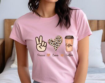 Koszulka Peace Love Coffee: Unisex Coffee Lover Tee