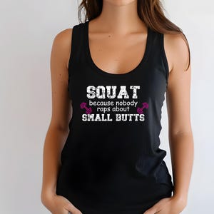 Grappige squattanktop, trainingsshirt, fitnesskleding, grapje met kleine kont