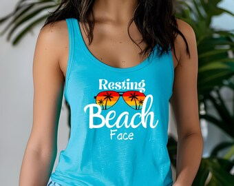 Resting Beach Face Racerback Tank | Summer Beach Vibes
