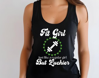 Fit Girl Racerback Tank, Lucky Dumbbell Workout Shirt