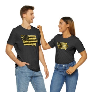 Iowa Black and Gold Flag Unisex Jersey Short Sleeve Tee