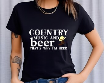 Country Music & Beer T-Shirt: Funny Graphic Tee, Music Festival Top
