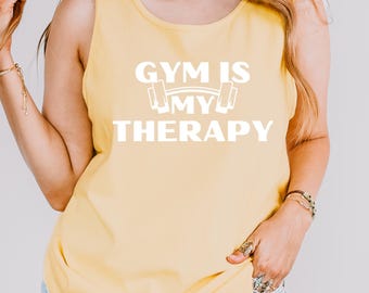 Gym Is My Therapy tank top | Fitness Workout Motivational Tee